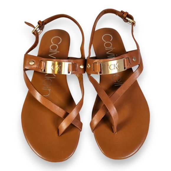 Calvin Klein Shoes - Calvin Klein | Brown Leather Sandals Size 7.5